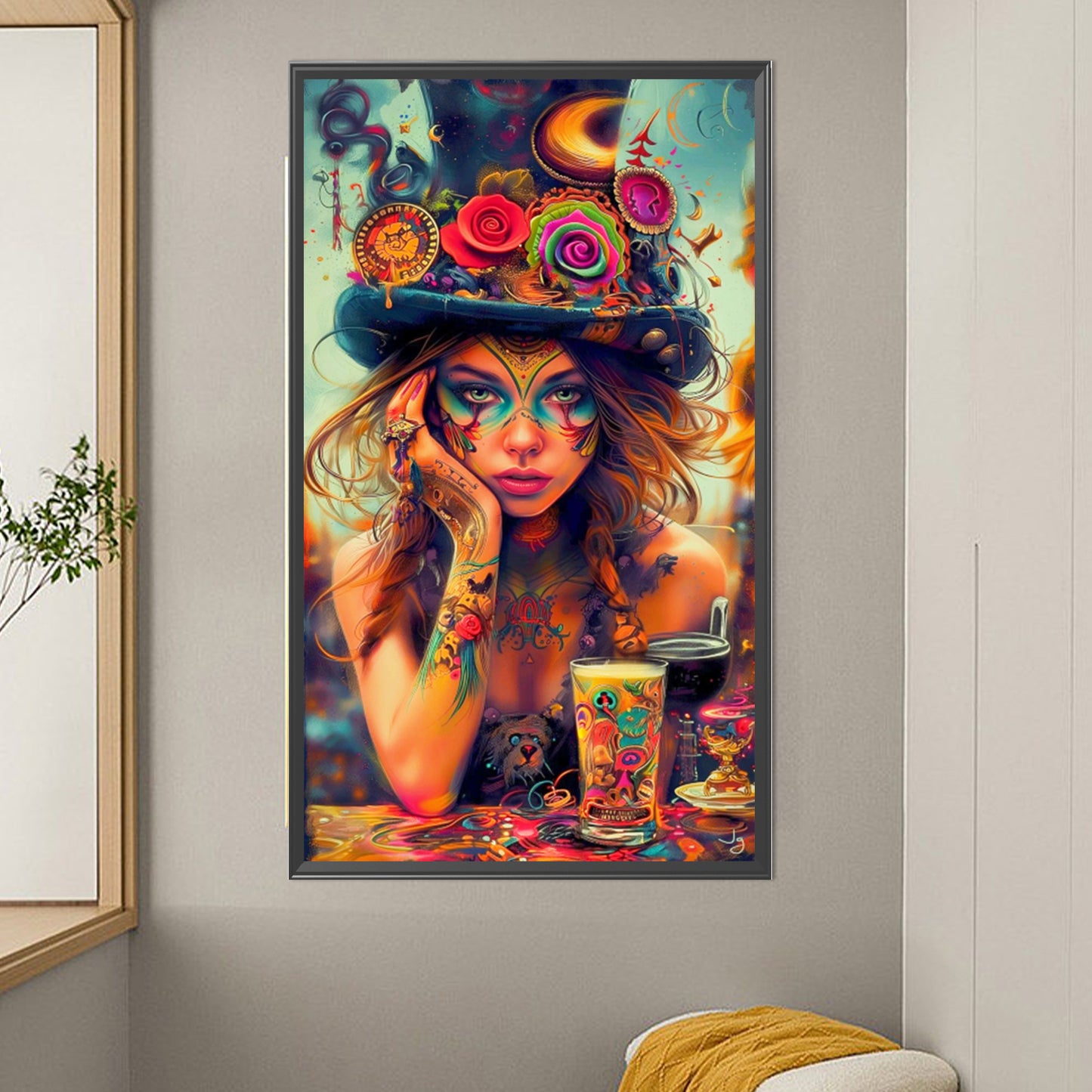 Tattooed Beauty - Partial AB Round Drill Diamond Painting 40*70CM