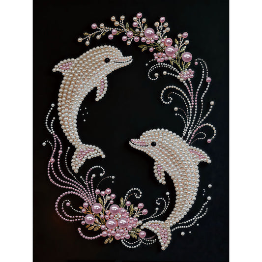 Dolphin - DIY Pearl Gem Art Diamond Painting Kits With Framefor Home Decor -30x40cm