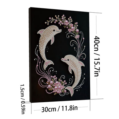 Dolphin - DIY Pearl Gem Art Diamond Painting Kits With Framefor Home Decor -30x40cm