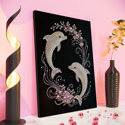 Dolphin - DIY Pearl Gem Art Diamond Painting Kits With Framefor Home Decor -30x40cm