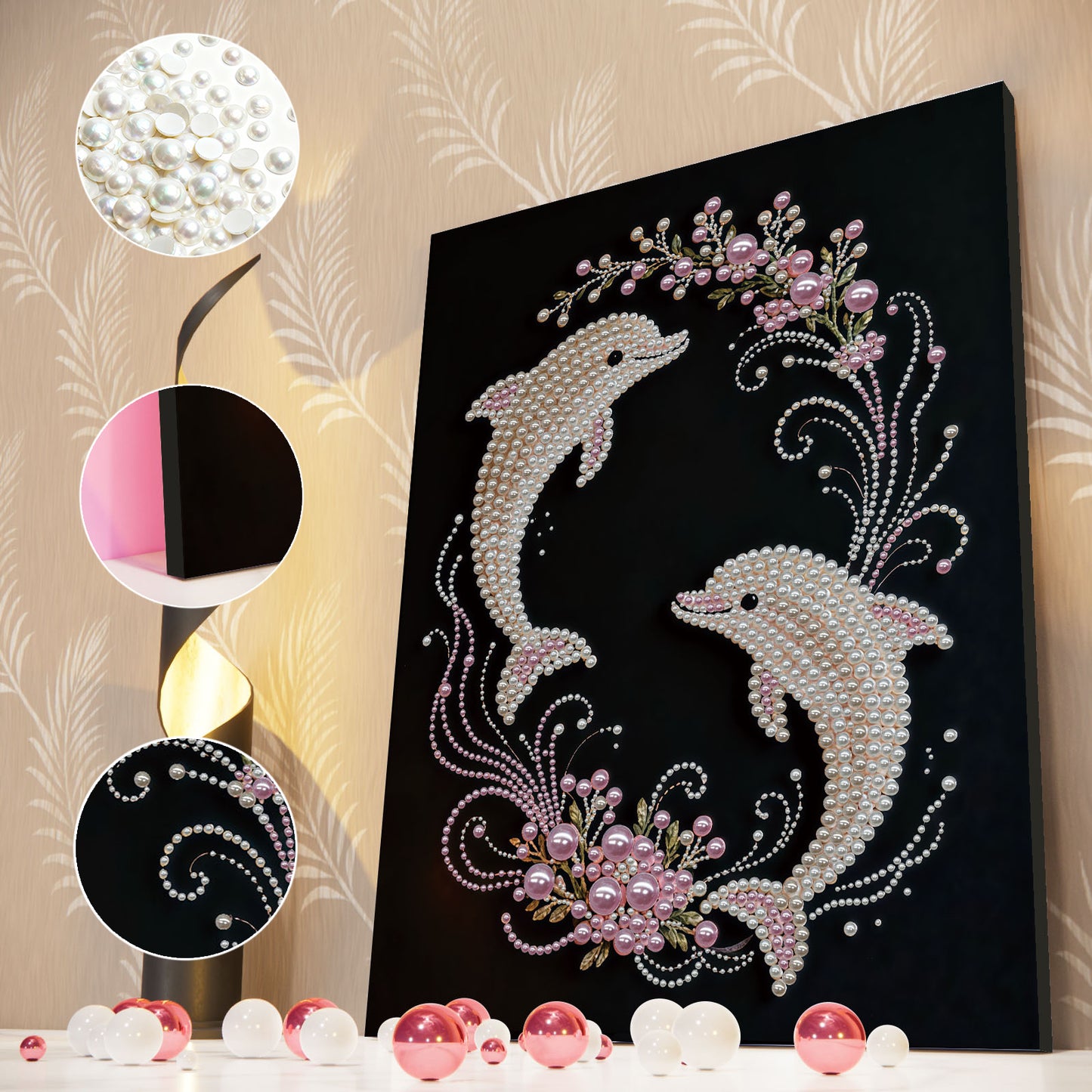 Dolphin - DIY Pearl Gem Art Diamond Painting Kits With Framefor Home Decor -30x40cm