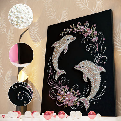 Dolphin - DIY Pearl Gem Art Diamond Painting Kits With Framefor Home Decor -30x40cm