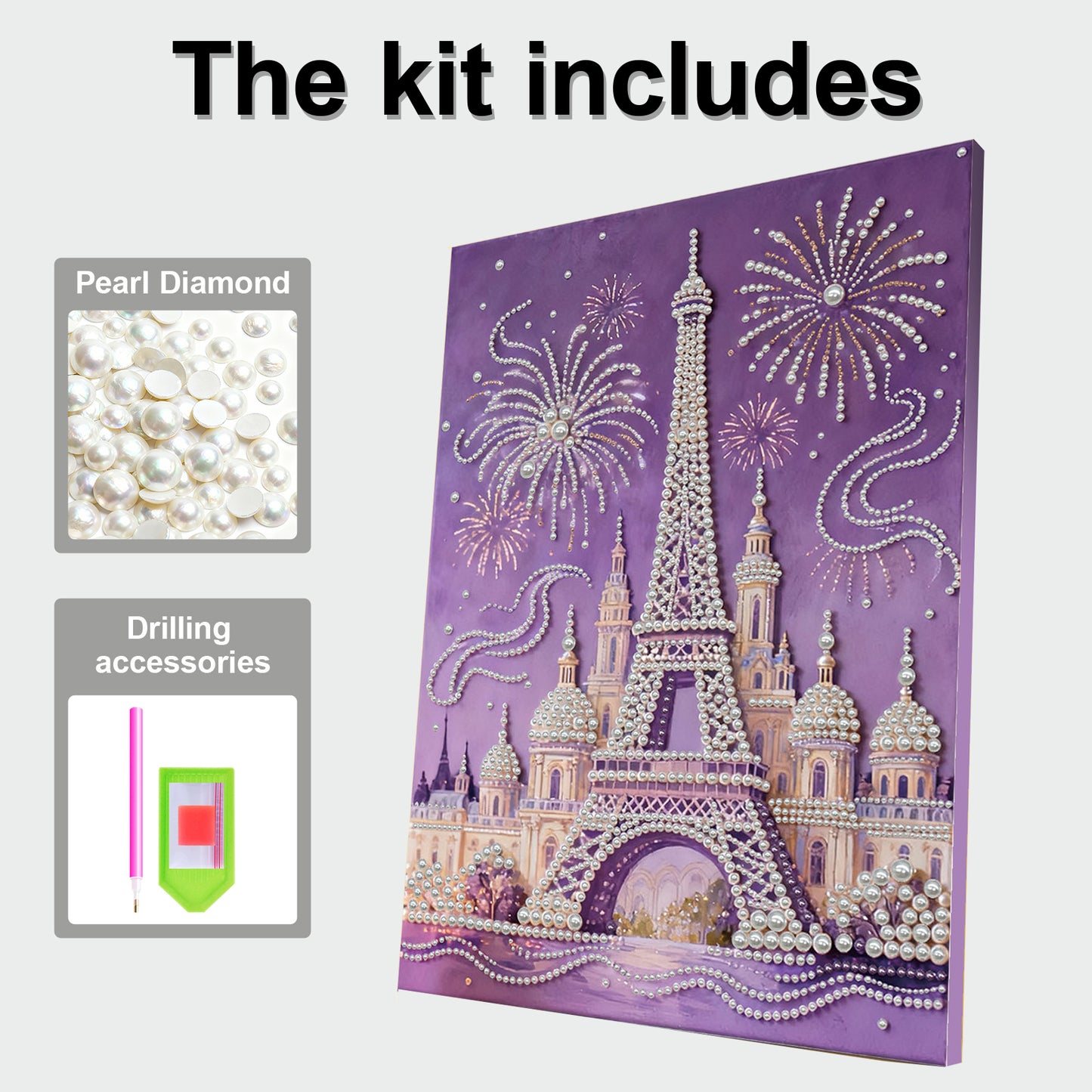 Castle - DIY Pearl Gem Art Diamond Painting Kits With Framefor Home Decor -30x40cm