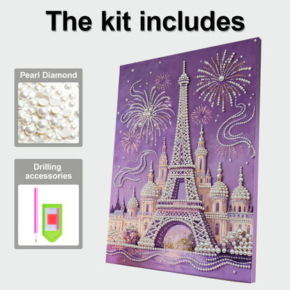 Castle - DIY Pearl Gem Art Diamond Painting Kits With Framefor Home Decor -30x40cm