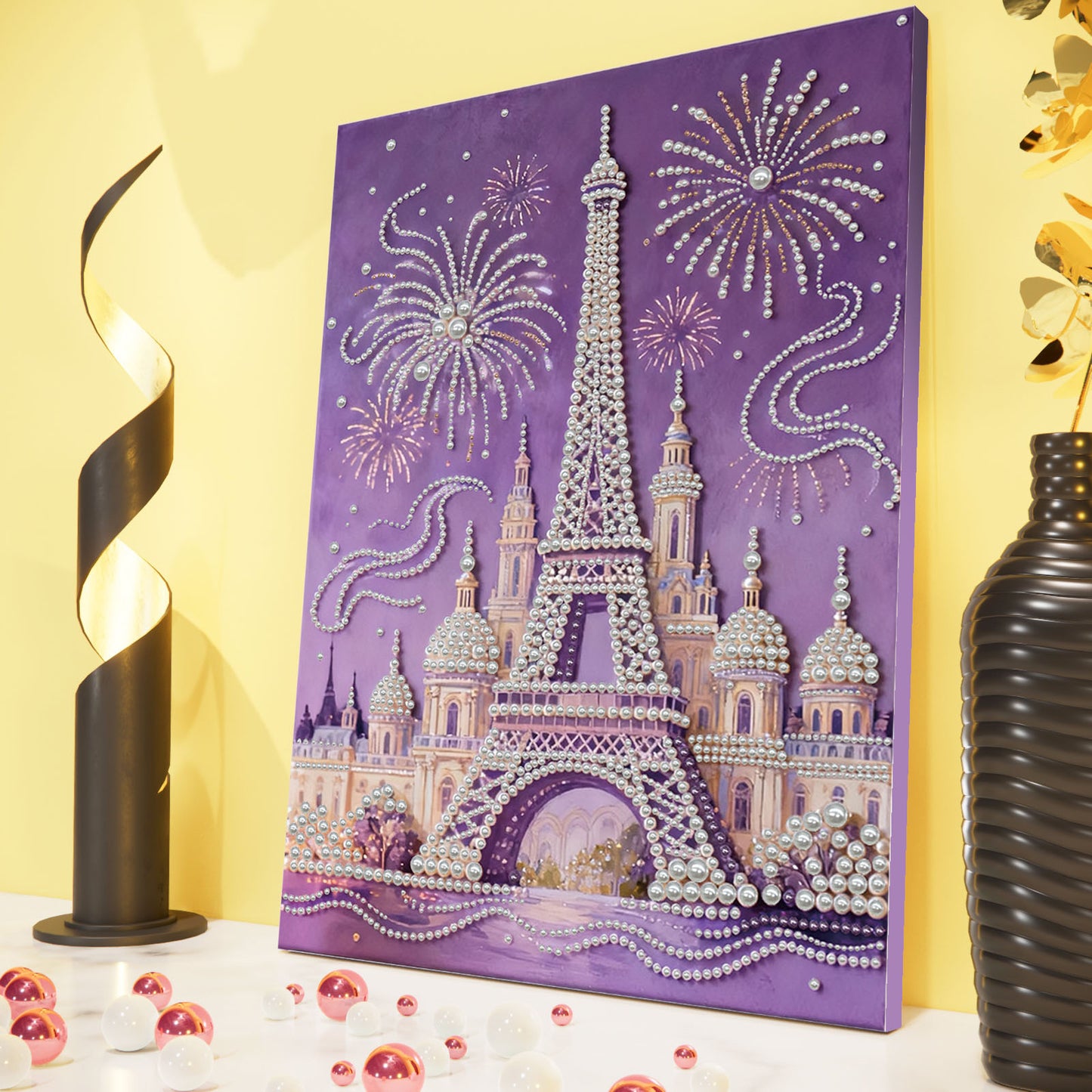 Castle - DIY Pearl Gem Art Diamond Painting Kits With Framefor Home Decor -30x40cm