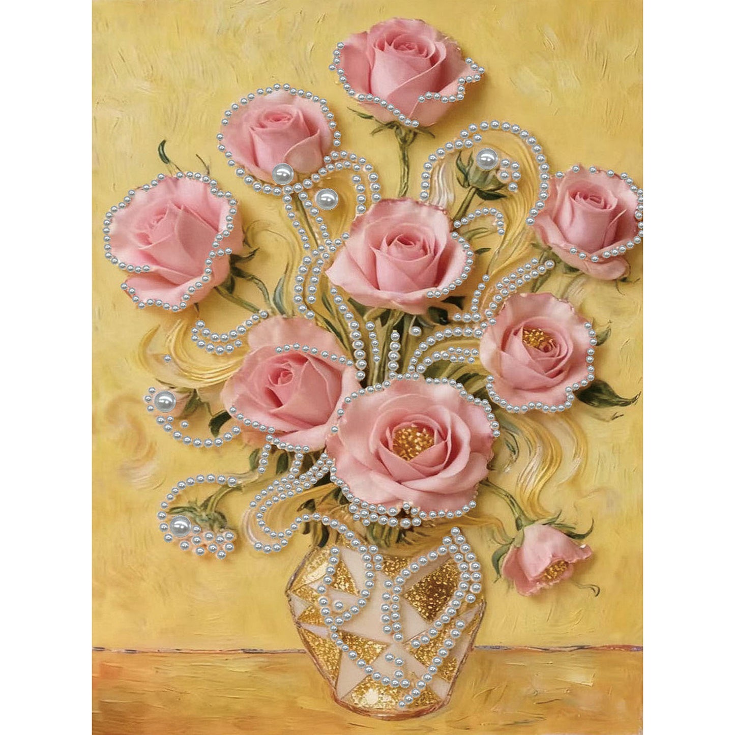 Vase - DIY Pearl Gem Art Diamond Painting Kits With Framefor Home Decor -30x40cm