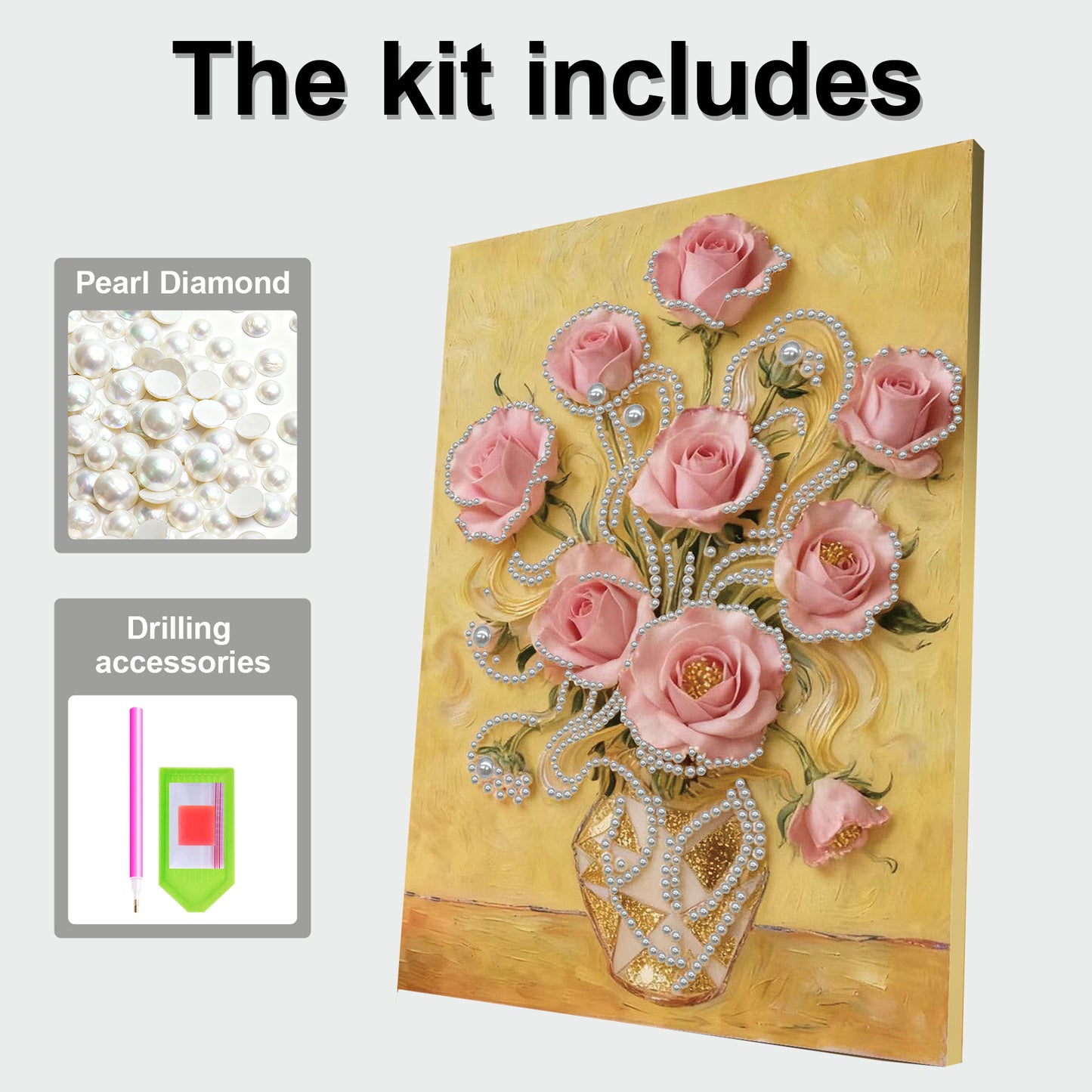 Vase - DIY Pearl Gem Art Diamond Painting Kits With Framefor Home Decor -30x40cm