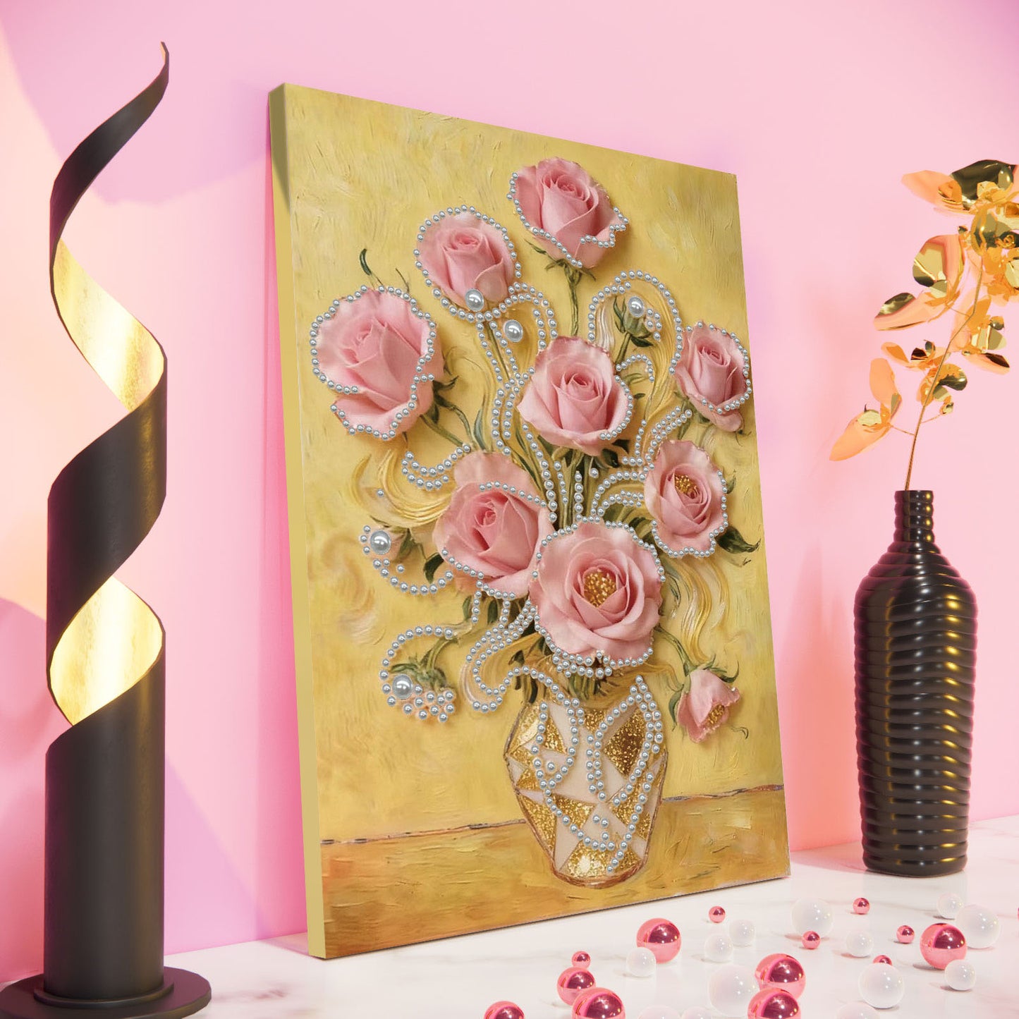 Vase - DIY Pearl Gem Art Diamond Painting Kits With Framefor Home Decor -30x40cm