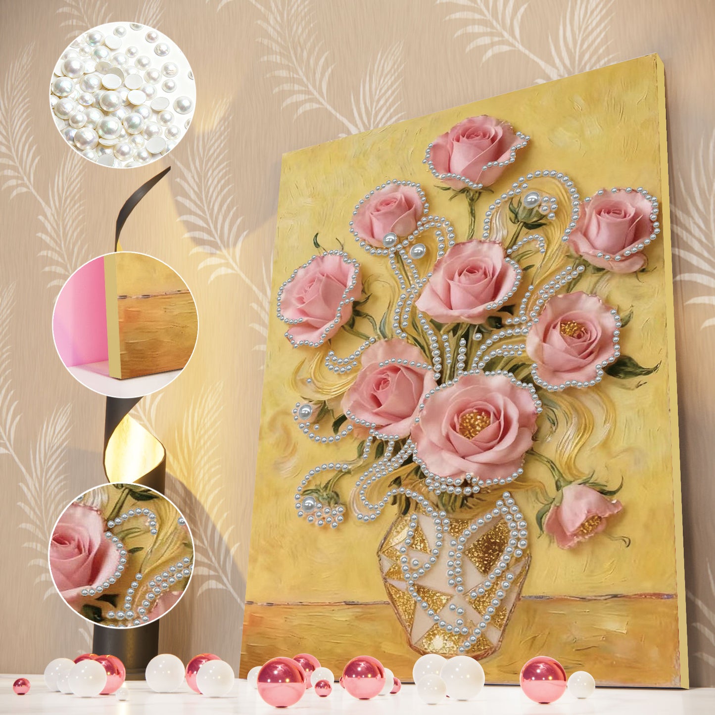 Vase - DIY Pearl Gem Art Diamond Painting Kits With Framefor Home Decor -30x40cm