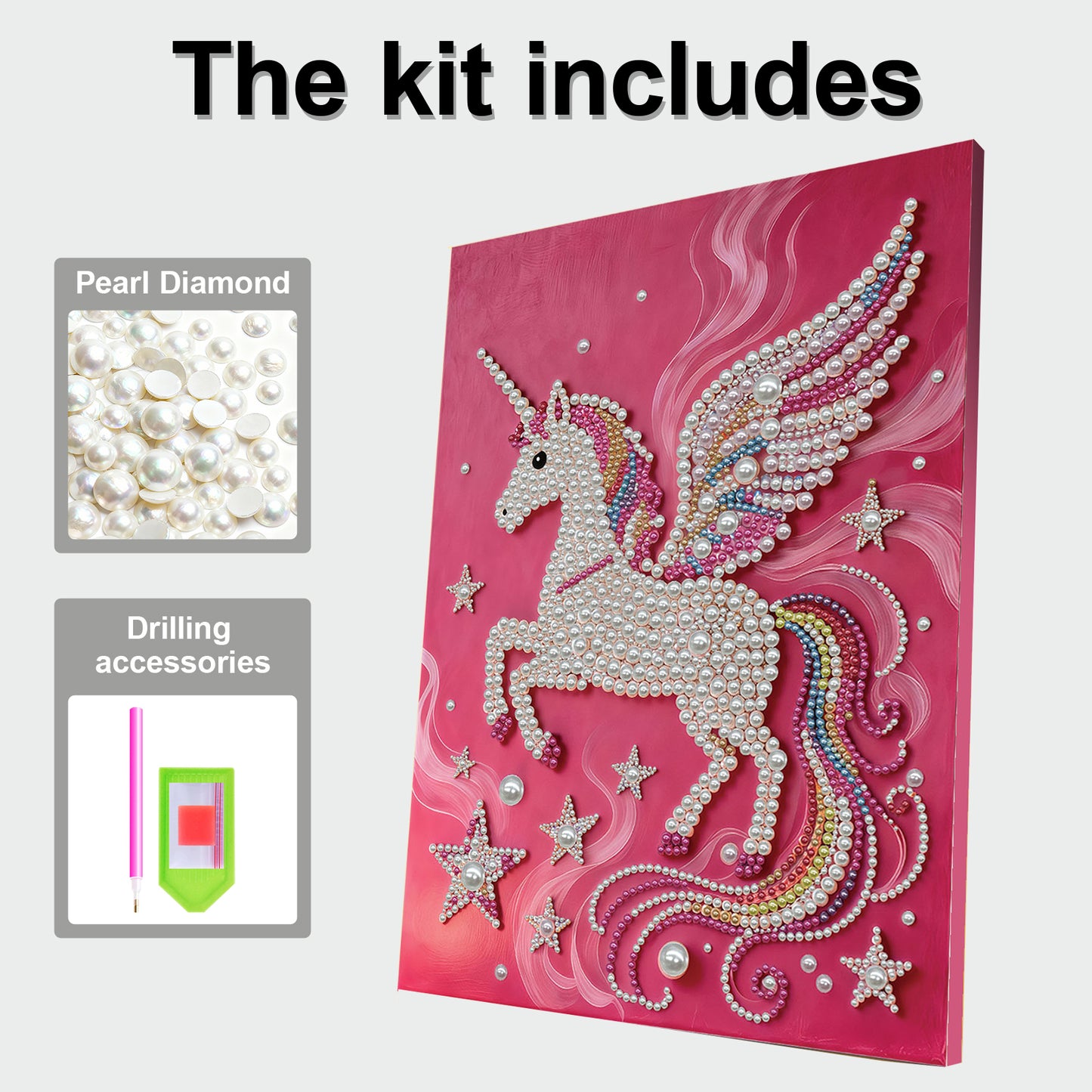 Unicorn - DIY Pearl Gem Art Diamond Painting Kits With Framefor Home Decor -30x40cm