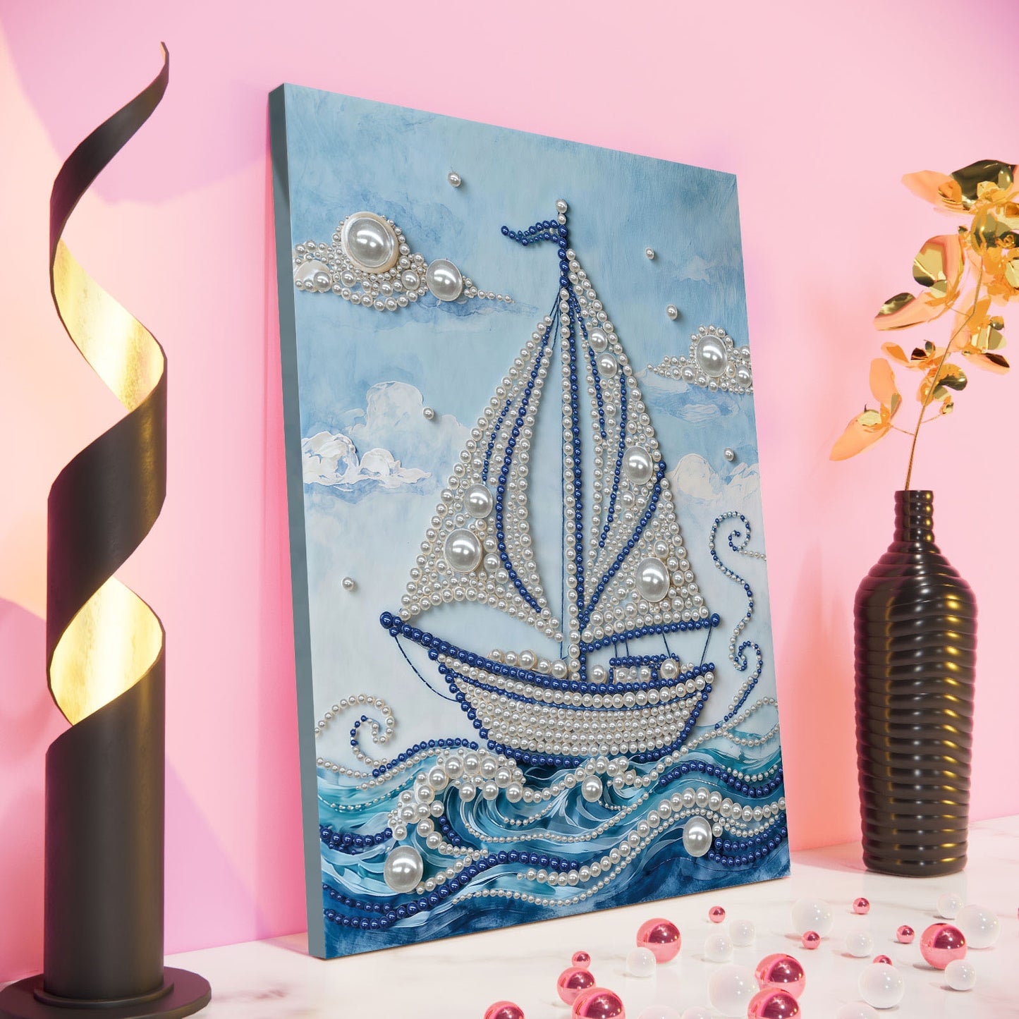 Sailboat - DIY Pearl Gem Art Diamond Painting Kits With Framefor Home Decor -30x40cm