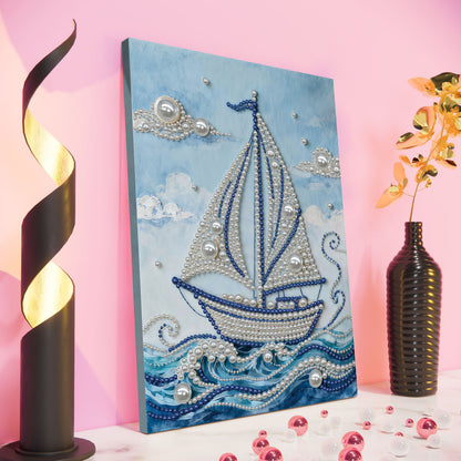 Sailboat - DIY Pearl Gem Art Diamond Painting Kits With Framefor Home Decor -30x40cm