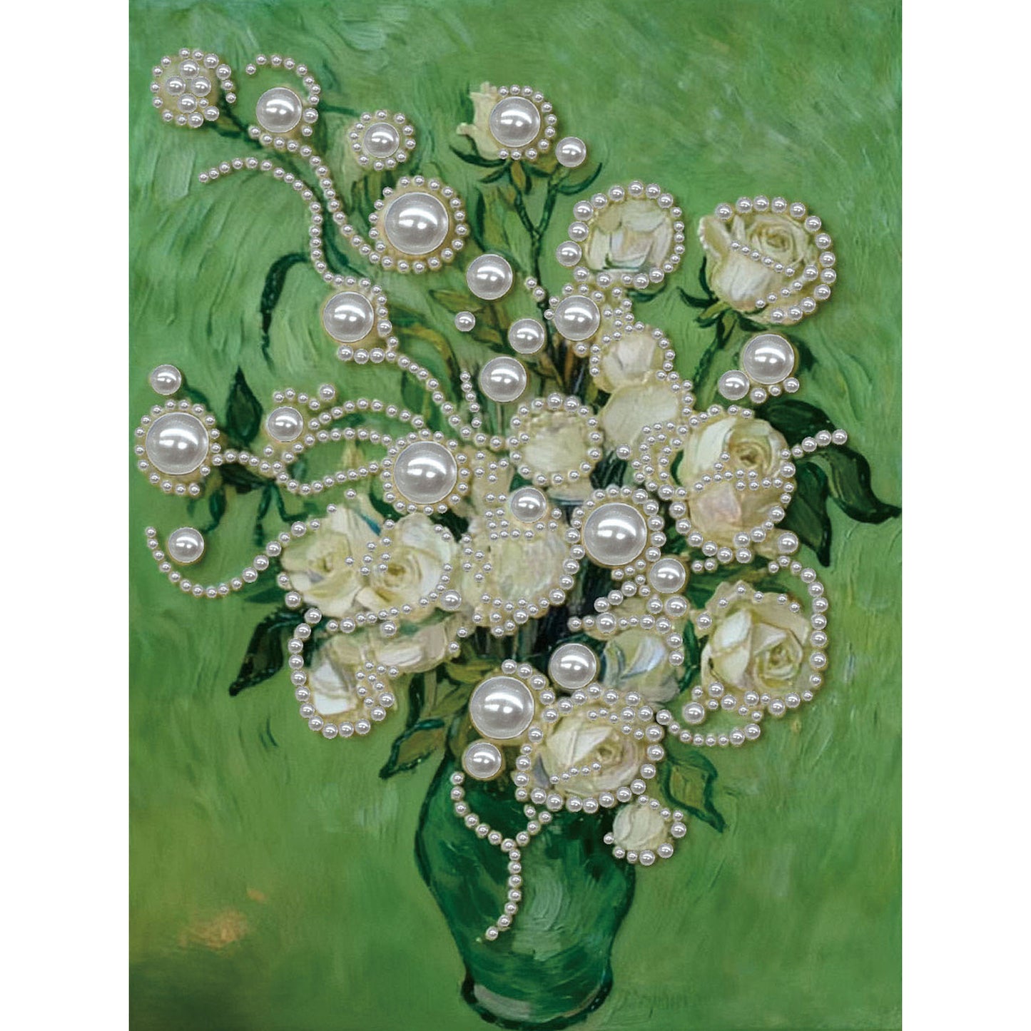 Green Vase - DIY Pearl Gem Art Diamond Painting Kits With Framefor Home Decor -30x40cm