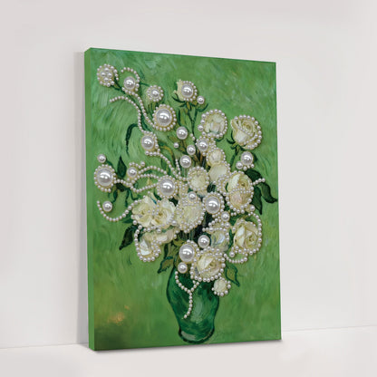 Green Vase - DIY Pearl Gem Art Diamond Painting Kits With Framefor Home Decor -30x40cm