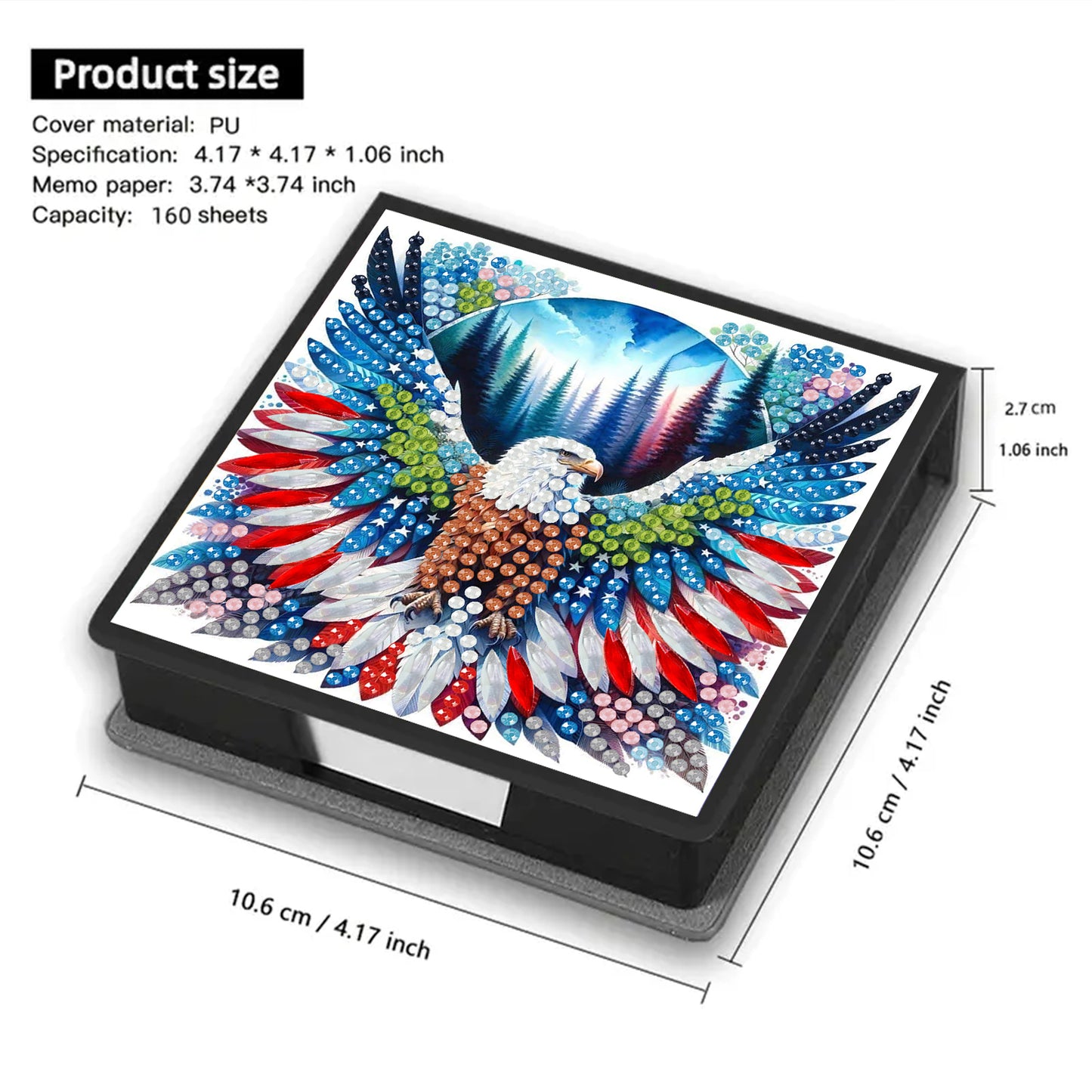 Eagle PU DIY 5D Diamond Painting Note Box (160 Blank Notepads) for Office Home