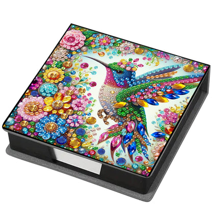 Bird PU DIY 5D Diamond Painting Note Box (160 Blank Notepads) for Office Home