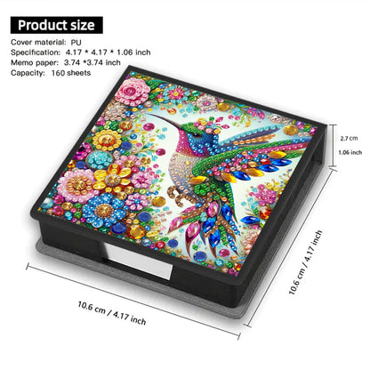 Bird PU DIY 5D Diamond Painting Note Box (160 Blank Notepads) for Office Home