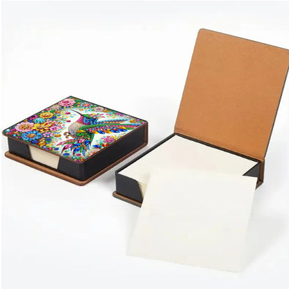 Bird PU DIY 5D Diamond Painting Note Box (160 Blank Notepads) for Office Home