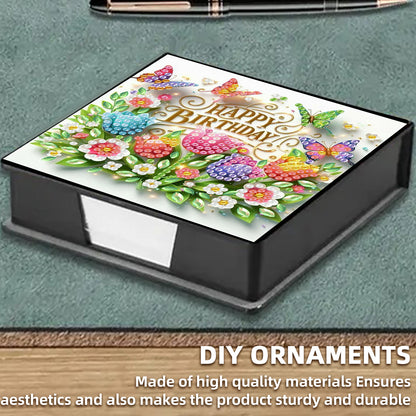 Birthday PU DIY 5D Diamond Painting Note Box (160 Blank Notepads) for Office