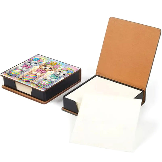 Dog PU DIY 5D Diamond Painting Note Box (160 Blank Notepads) for Office Home