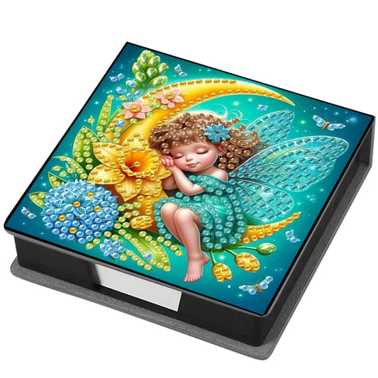 Girl on the Moon PU DIY 5D Diamond Painting Home Note Box (160 Blank Notepads)
