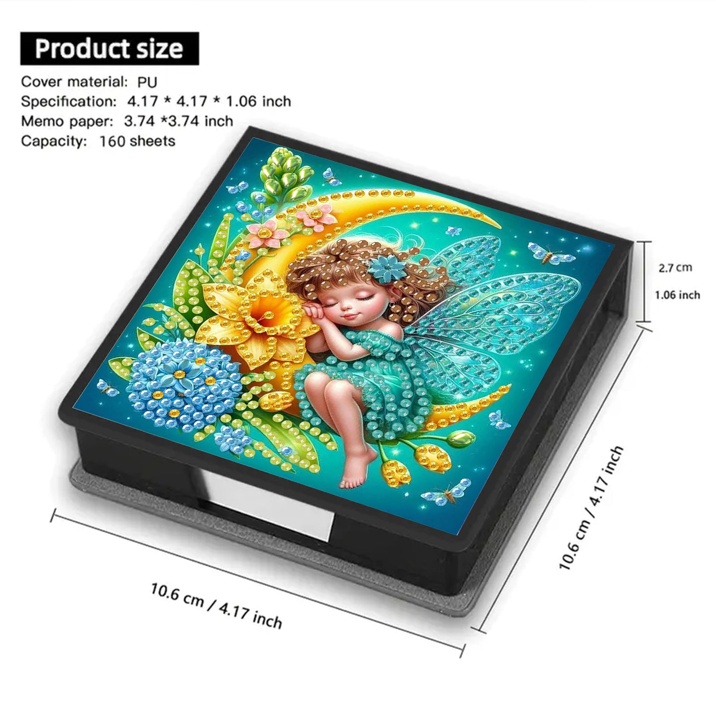 Girl on the Moon PU DIY 5D Diamond Painting Home Note Box (160 Blank Notepads)