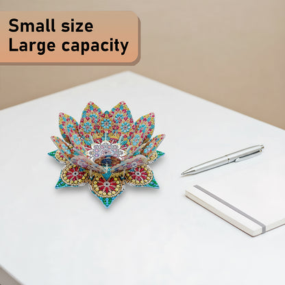 Gold Blue Lotus Candlestick DIY Diamond Art Desk Ornaments for Bedroom Decor
