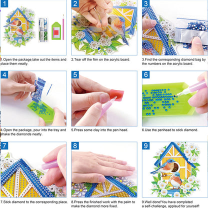 Pink Rabbit 5D DIY Animal Pattern Diamond Painting Coasters Kits with Holder