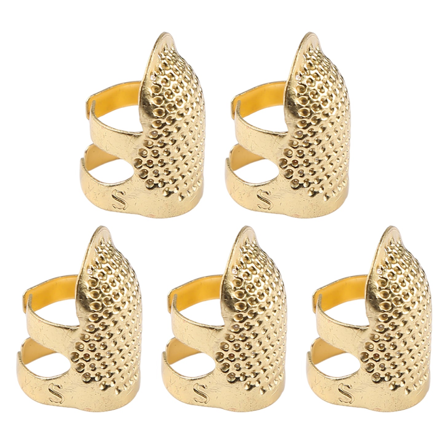5Pcs Cross-Stitch Tools Retro Adjustable Thimble Hand Sewing Thimble (Gold S)