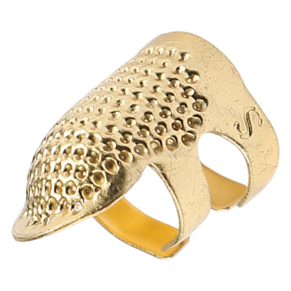 5Pcs Cross-Stitch Tools Retro Adjustable Thimble Hand Sewing Thimble (Gold S)