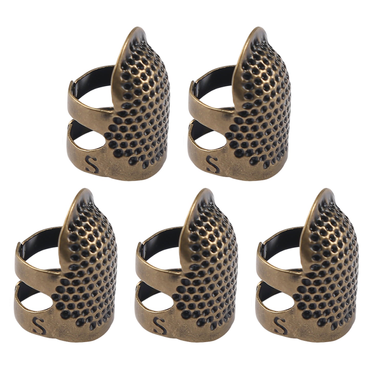 5Pcs Cross-Stitch Tools Retro Adjustable Thimble Hand Sewing Thimble (Bronze S)