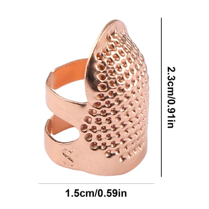 5Pcs Cross-Stitch Tools Retro Adjustable Thimble Hand Sewing Ring (Rose Gold S)