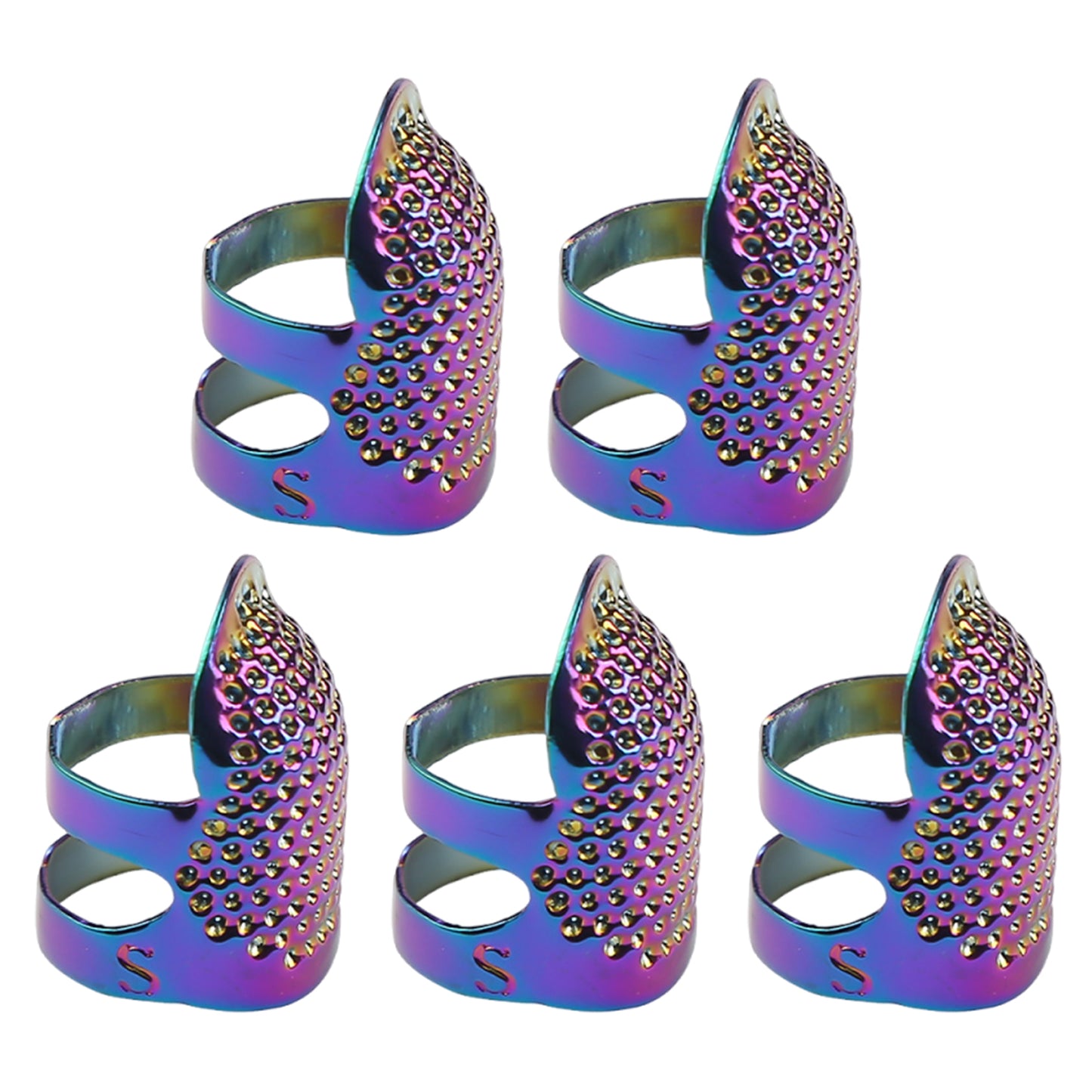 5Pcs Cross-Stitch Tools Retro Adjustable Thimble Sewing Ring (Vibrant Colors S)
