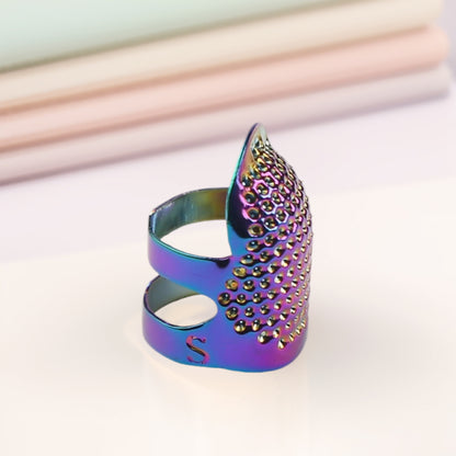 5Pcs Cross-Stitch Tools Retro Adjustable Thimble Sewing Ring (Vibrant Colors S)