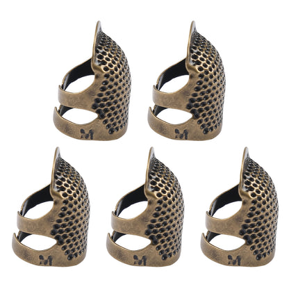 5Pcs Cross-Stitch Tools Retro Adjustable Thimble Hand Sewing Thimble (Bronze M)