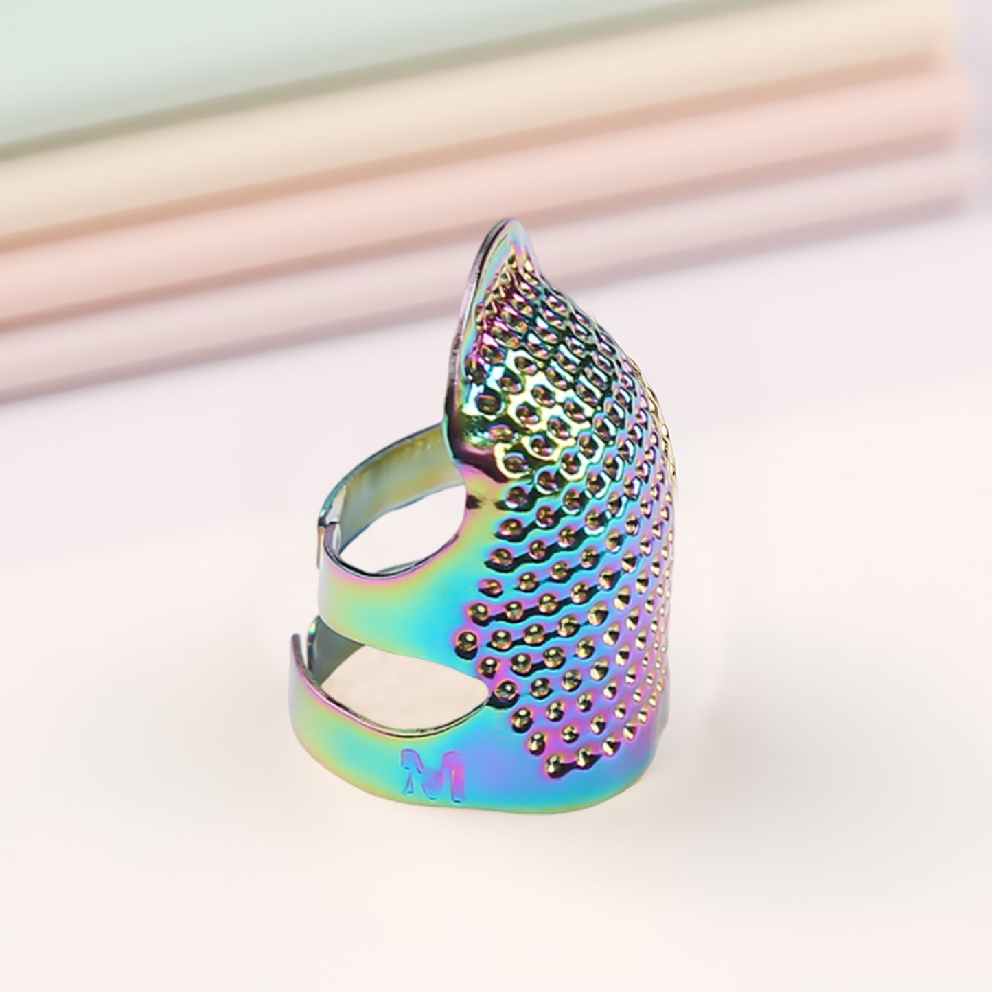 5Pcs Cross-Stitch Tools Retro Adjustable Thimble Sewing Ring (Vibrant Colors M)