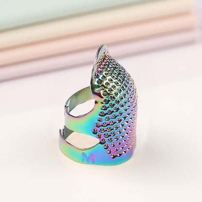 5Pcs Cross-Stitch Tools Retro Adjustable Thimble Sewing Ring (Vibrant Colors M)