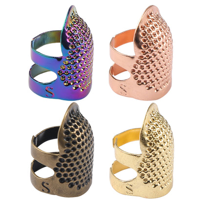 4Pcs Cross-Stitch Tools Retro Adjustable Thimble Hand Sewing Ring (Colored S)