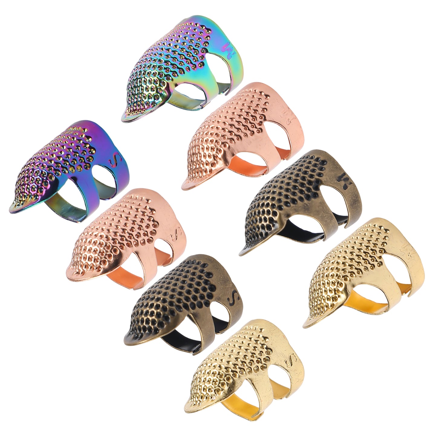 4Pcs Cross-Stitch Tools Retro Adjustable Thimble Hand Sewing Ring (Colored M)