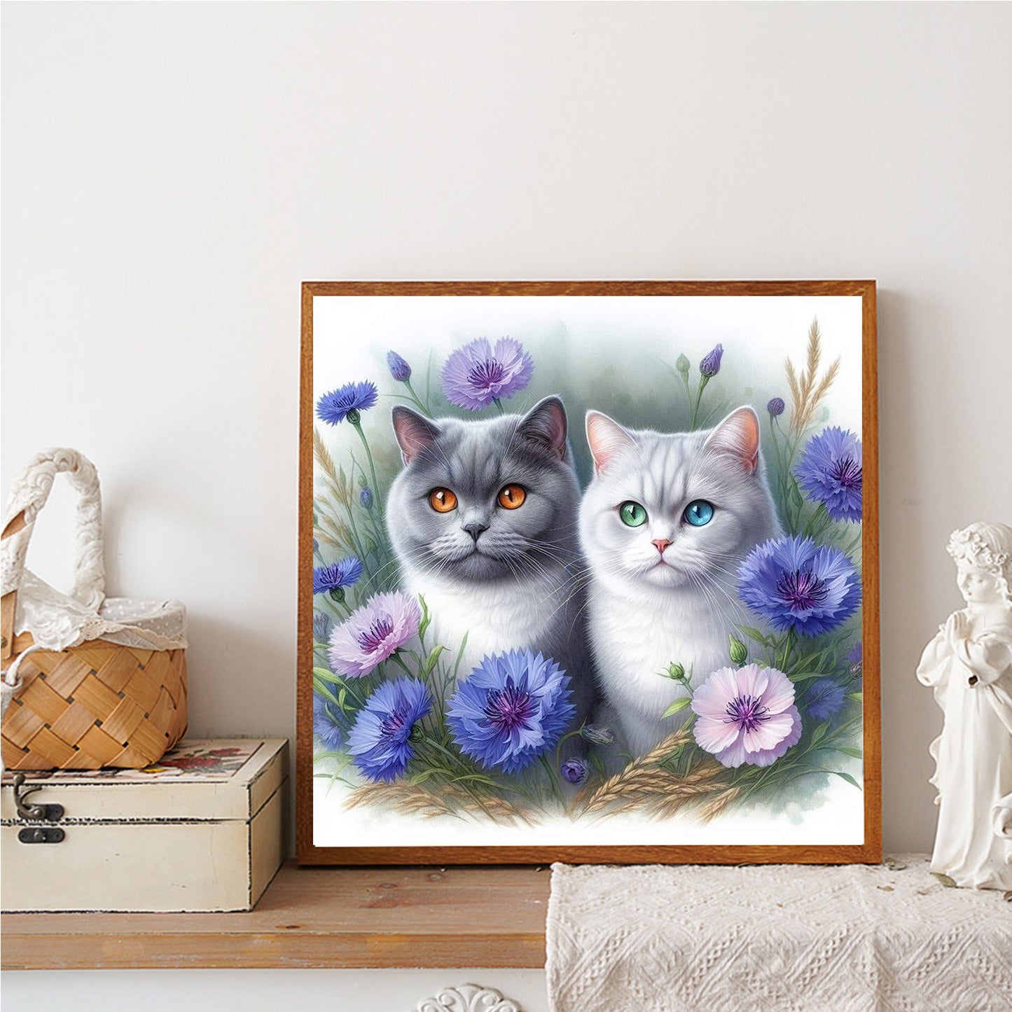Cat And Morning Glory - Full Round Drill Diamond Painting 30*30CM