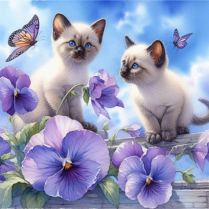 Two Cats - Full Round Drill Diamond Painting 30*30CM