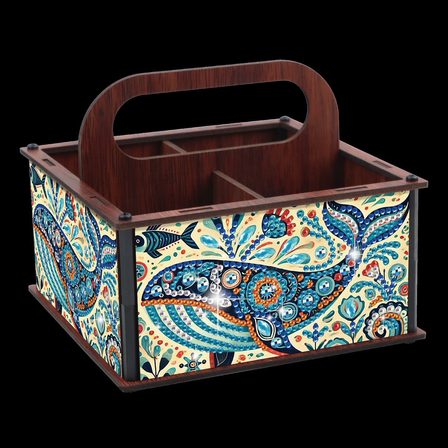 DIY Dolphin Wooden Diamond Painting Handheld Storage Box Kit Tabletop Art Decor