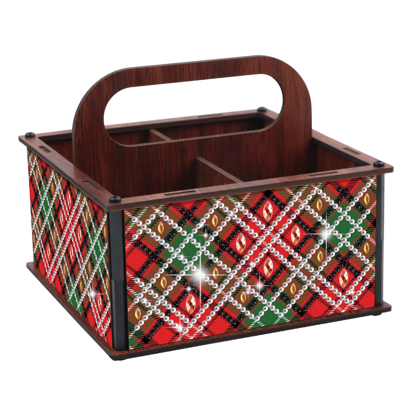 DIY Pattern Wooden Diamond Painting Handheld Storage Box Kit Tabletop Art Decor