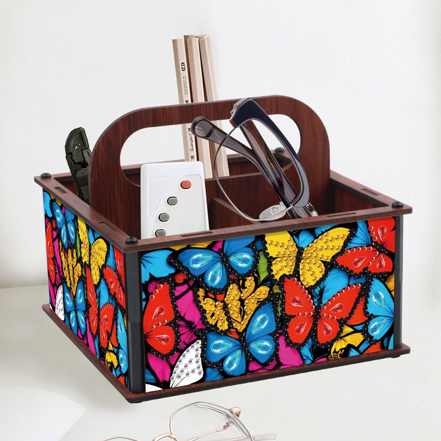 DIY Butterfly Wooden Diamond Painting Handheld Storage Box Kit Tabletop Decor