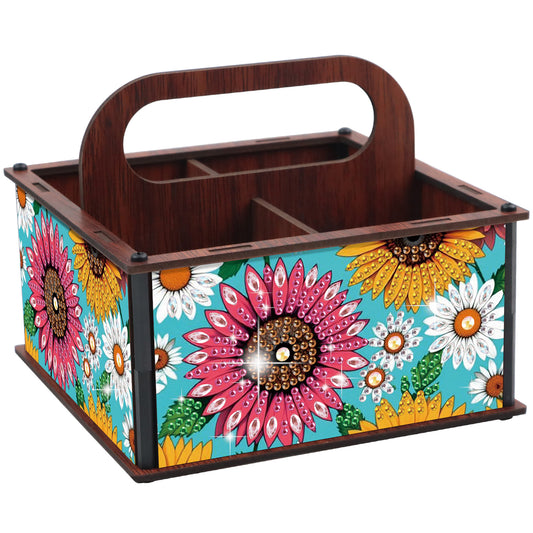 DIY Flower Wooden Diamond Painting Handheld Storage Box Kit Tabletop Art Decor