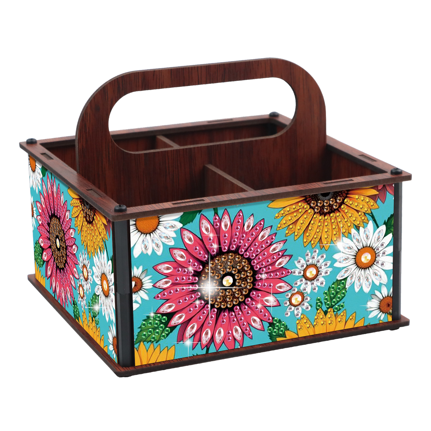 DIY Flower Wooden Diamond Painting Handheld Storage Box Kit Tabletop Art Decor