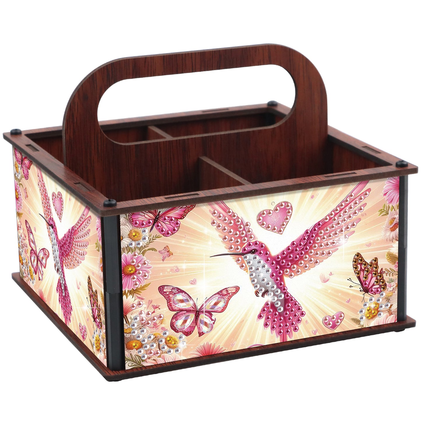 DIY Hummingbird Wooden Diamond Painting Handheld Storage Box Kit Tabletop Decor