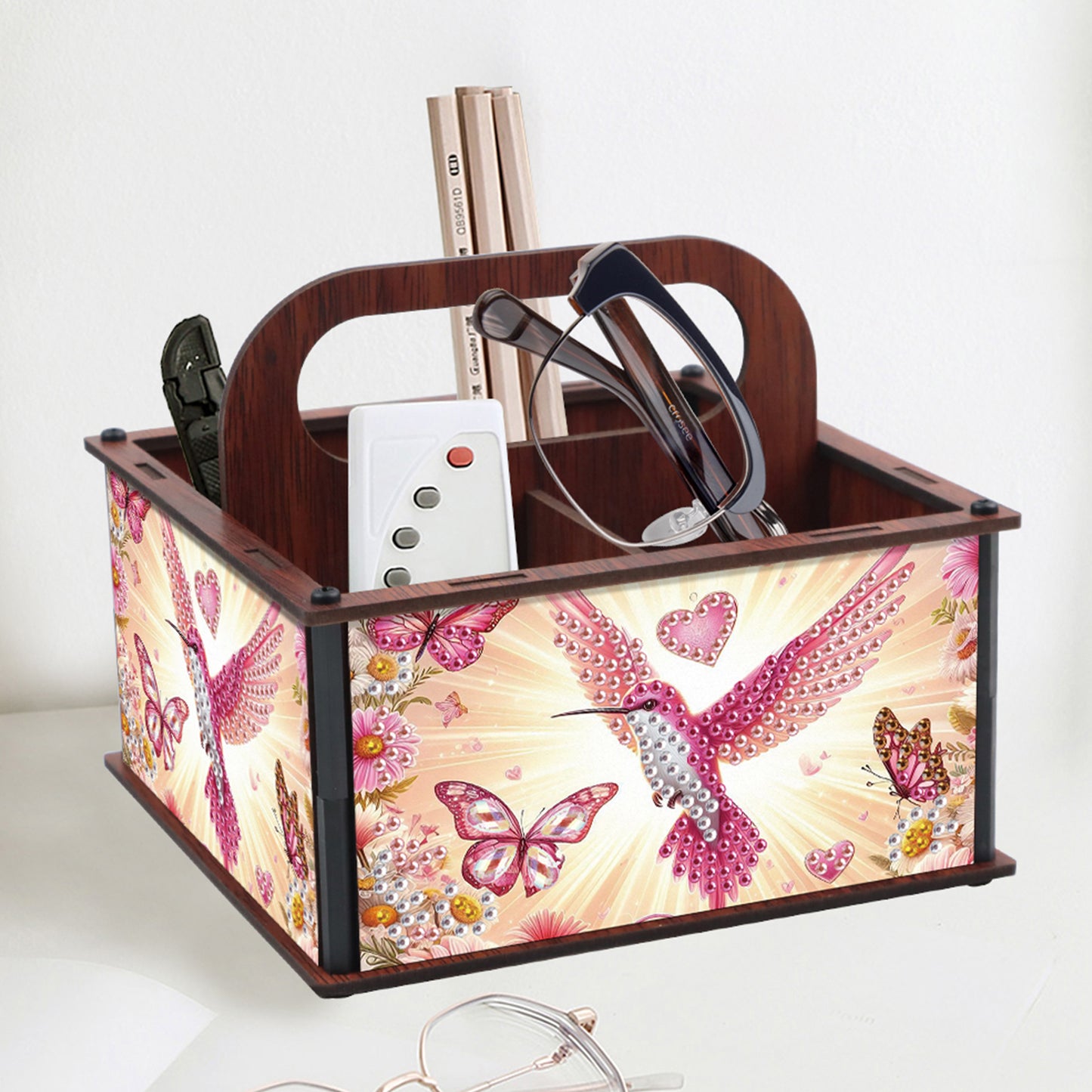 DIY Hummingbird Wooden Diamond Painting Handheld Storage Box Kit Tabletop Decor