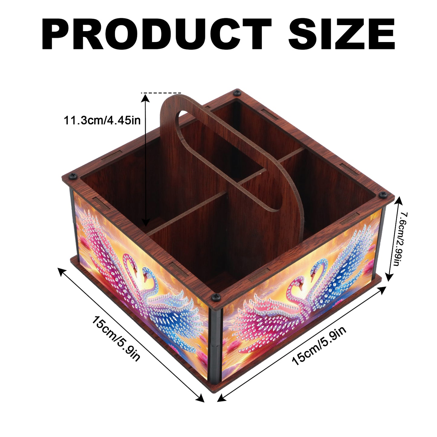 DIY Pink Blue Swan Wooden Diamond Painting Handheld Storage Box Kit Home Decor