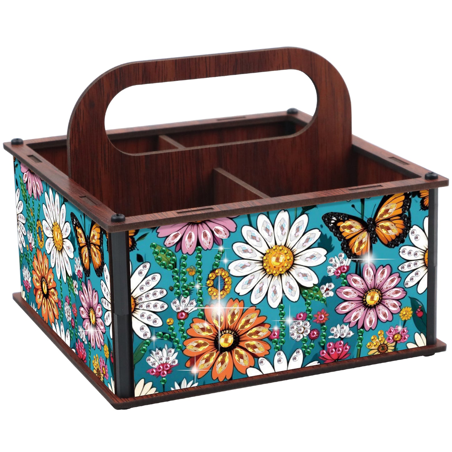 DIY Flower Butterfly Wooden Diamond Painting Handheld Storage Box Kit Home Decor